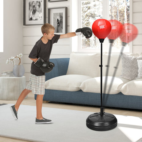 Image of Adjustable Height Punching Bag with Stand Plus Boxing Gloves for Both Adults and Kids