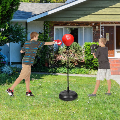 Image of Adjustable Height Punching Bag with Stand Plus Boxing Gloves for Both Adults and Kids