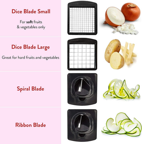 Image of Vegetable Chopper - Spiralizer Vegetable Slicer - Onion Chopper with Container - Pro Food Chopper - Slicer Dicer Cutter - (4 in 1)