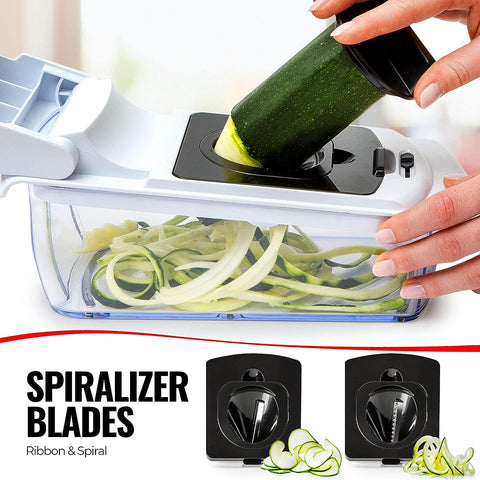 Image of Vegetable Chopper - Spiralizer Vegetable Slicer - Onion Chopper with Container - Pro Food Chopper - Slicer Dicer Cutter - (4 in 1)