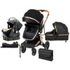 SteAnny 5-in-1 Baby Stroller Travel System - Portable Pram with PU Leather