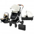 Image of Steanny Baby Stroller 3-In-1 Pram Newborn Carriage Combo Infant Basket