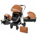 Image of Steanny Baby Stroller 3-In-1 Pram Newborn Carriage Combo Infant Basket