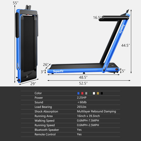 Image of 2.25HP 2 in 1 Folding Treadmill with APP Speaker Remote Control