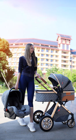 Image of PramPlay™: 3-In-1 Baby Stroller With Basket Portable Toddler Carriage Prams