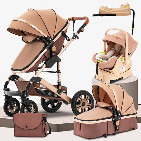 Image of 5-IN-1 Baby Stroller Travel System - Multifunction Pram With Car Seat and Base