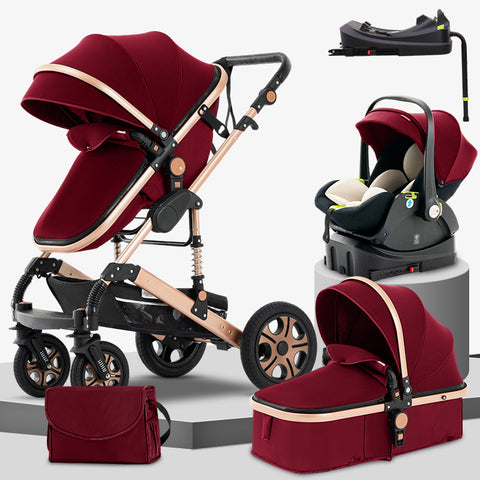 Image of 5-IN-1 Baby Stroller Travel System - Multifunction Pram With Car Seat and Base