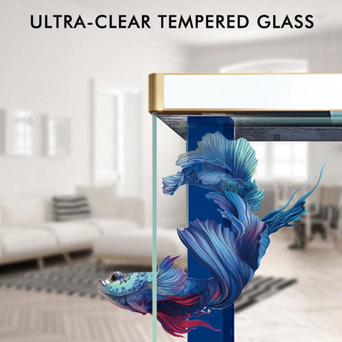 Image of Aqua Dream USA Aquarium Aqua Dream 100 Gallon Tempered Glass Aquarium White and Gold [AD-1060-WT]