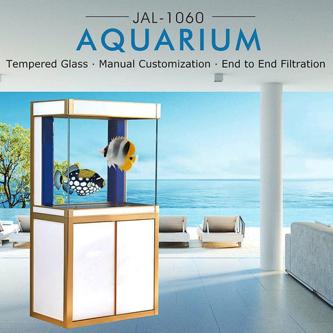 Image of Aqua Dream USA Aquarium Aqua Dream 100 Gallon Tempered Glass Aquarium White and Gold [AD-1060-WT]