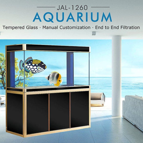 Image of Aqua Dream USA Aquarium Aqua Dream 135 Gallon Tempered Glass Aquarium Black With Gold [AD-1260-BK]