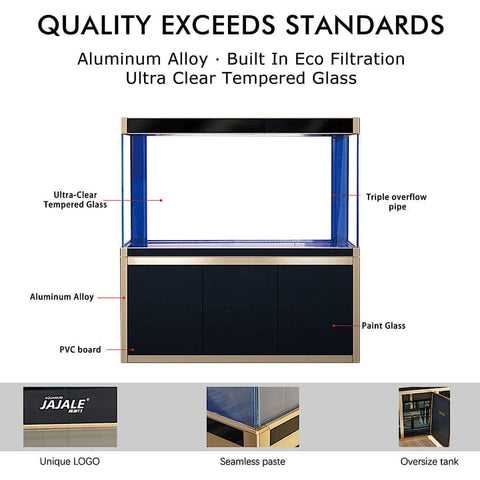 Image of Aqua Dream USA Aquarium Aqua Dream 135 Gallon Tempered Glass Aquarium Black With Gold [AD-1260-BK]