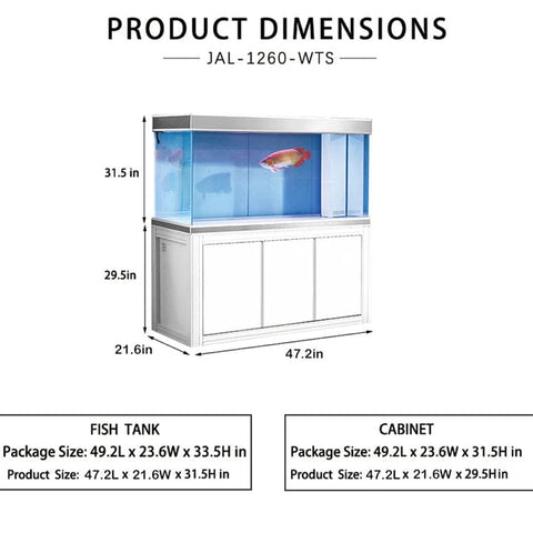 Image of Aqua Dream USA Aquarium Aqua Dream 145 Gallon Tempered Glass Aquarium White and Silver [AD-1260-WS]