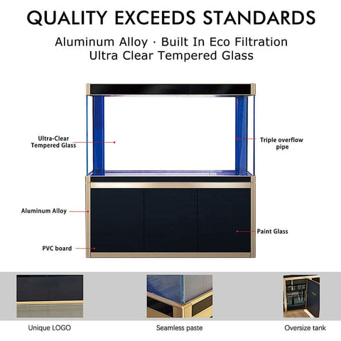 Image of Aqua Dream USA Aquarium Aqua Dream 175 Gallon Tempered Glass Aquarium Black and Gold  [AD-1560-BK]