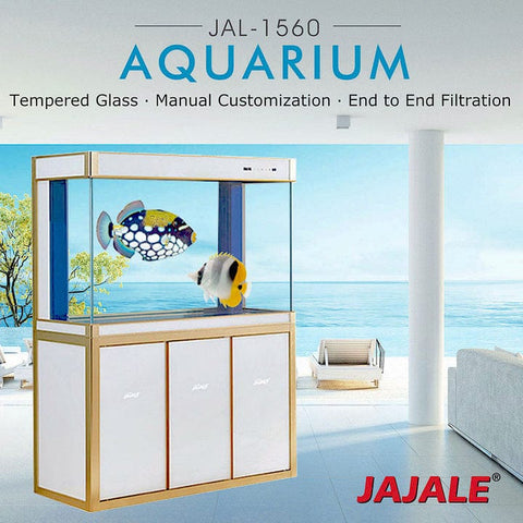 Image of Aqua Dream USA Aquarium Aqua Dream 175 Gallon Tempered Glass Aquarium White and Gold [AD-1560-WT]