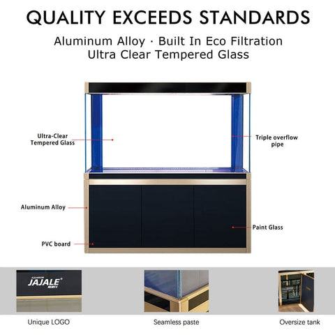 Image of Aqua Dream USA Aquarium Aqua Dream 220 Gallon Tempered Glass Aquarium Black and Gold [AD-1760-BK]