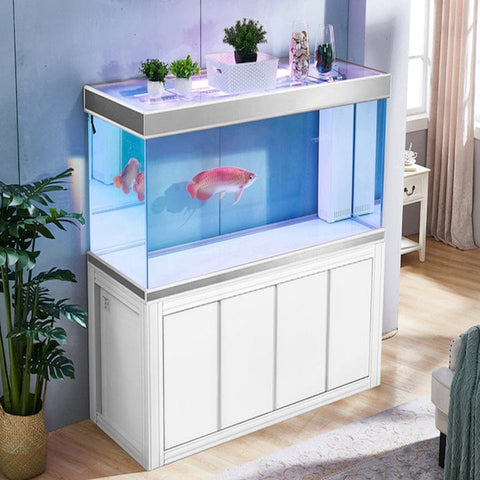 Image of Aqua Dream USA Aquarium Aqua Dream 230 Gallon Tempered Glass Aquarium White and Silver [AD-1760-WS]