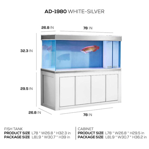 Image of Aqua Dream USA Aquarium Aqua Dream 250 Gallon White and Silver Aquarium [AD-1980-WS]