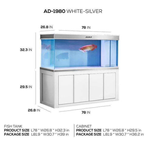 Image of Aqua Dream USA Aquarium Aqua Dream Silver Edition 260 Gallon Tempered Glass Aquarium Fish Tank [AD-1980]