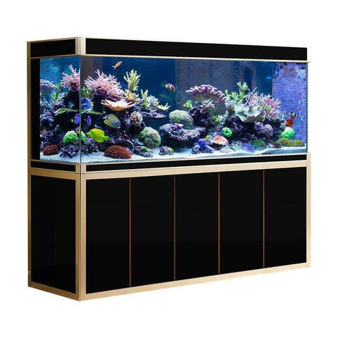 Image of Aqua Dream USA Aquarium Black and Gold Aqua Dream 360 Gallon Large Tempered Glass Aquarium Fish Tank [AD-2310]