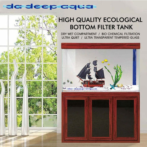 Image of Aqua Dream USA Aquarium Decor DaDeepAqua 135 Gallon Tempered Glass Aquarium Redwood [AD-1260-RW]