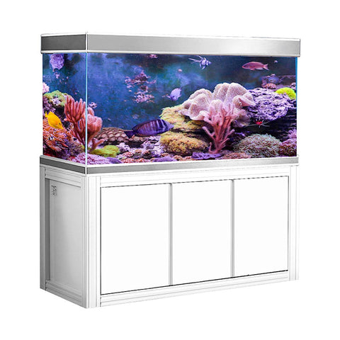 Image of Aqua Dream USA Aquariums Aqua Dream 145 Gallon Tempered Glass Aquarium White and Silver [AD-1260-WS]