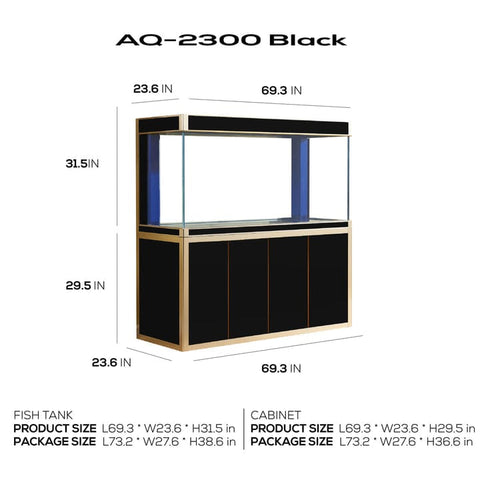 Image of Aqua Dream USA Aquariums Aquility 360 Gallon Aquarium Black and Gold [AQ-2300-BK]