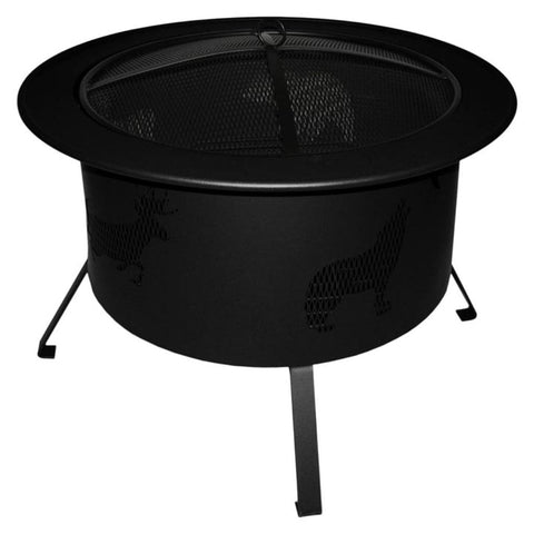 Image of Buck Stove Fire Pit Buck Stove 30" Round Wood Burning Fire Pit with Wildlife Pattern MA RWLFP30-BK / MA RWLFP30-BZ