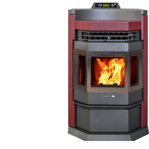 Image of ComfortBilt Pellet Stove Stainless Steel / Burgundy ComfortBilt Pellet Stove HP22-N