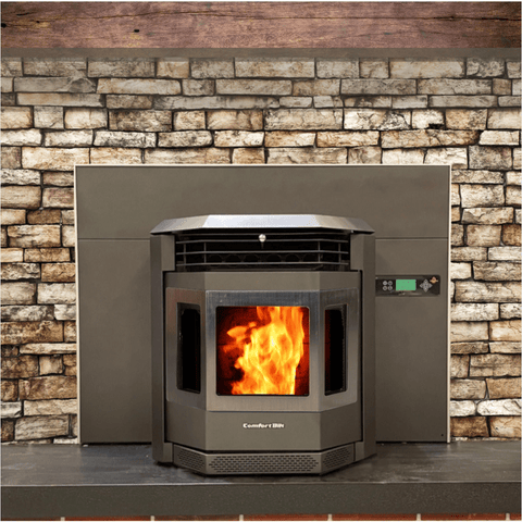 Image of ComfortBilt Wood Stoves Stainless Steel / 3" 20 Foot Kit ($299) / Duravent 3" Pelletvent pro 3" - 4" increaser 3PVP-X4AD ($89) ComfortBilt Pellet Stove Fireplace Insert HP22i - 2800 sq. ft. EPA and CSA Certified Pellet Stove