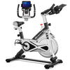 Costway Bicycle Black Costway Stationary Silent Belt Adjustable Exercise Bike with Phone Holder and Electronic Display 49237806
