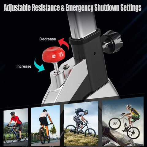 Image of Costway Bicycle Costway Stationary Silent Belt Adjustable Exercise Bike with Phone Holder and Electronic Display 49237806