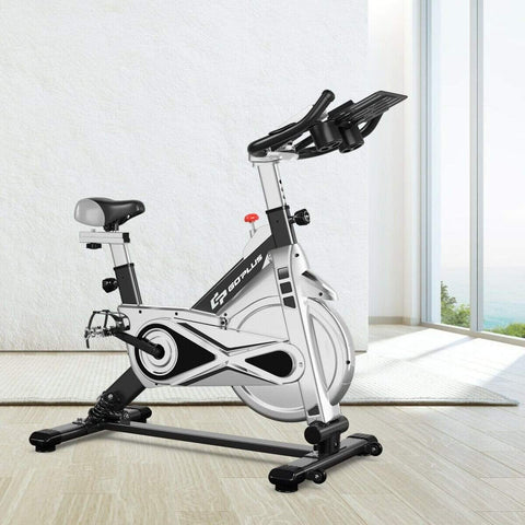 Image of Costway Bicycle Costway Stationary Silent Belt Adjustable Exercise Bike with Phone Holder and Electronic Display 49237806