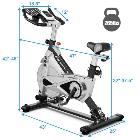 Image of Costway Bicycle Costway Stationary Silent Belt Adjustable Exercise Bike with Phone Holder and Electronic Display 49237806