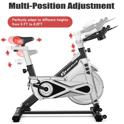 Image of Costway Bicycle Costway Stationary Silent Belt Adjustable Exercise Bike with Phone Holder and Electronic Display 49237806