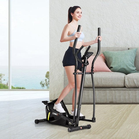 Image of Costway Exercise & Fitness Adjustable Magnetic Elliptical Fitness Trainer with LCD Monitor and Phone Holder 51972348