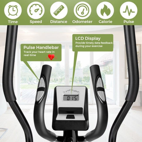 Image of Costway Exercise & Fitness Adjustable Magnetic Elliptical Fitness Trainer with LCD Monitor and Phone Holder 51972348