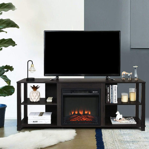 Image of Costway Fireplace Costway 18" Electric Fireplace Freestanding Wall-Mounted Heater with Adjustable LED Flame 29618054
