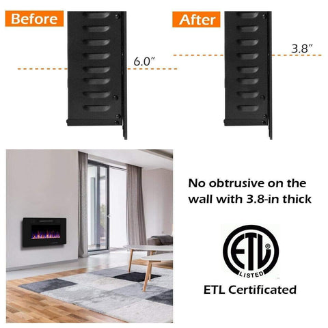 Image of Costway Fireplace Costway 30" Recessed Ultra Thin Electric Fireplace Heater with Glass Appearance 85307412