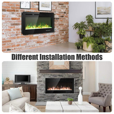 Image of Costway Fireplace Costway 40'' Electric Fireplace Recessed Wall Mounted with Multicolor Flame 71628034