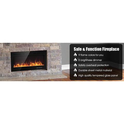 Image of Costway Fireplace Costway 40'' Electric Fireplace Recessed Wall Mounted with Multicolor Flame 71628034