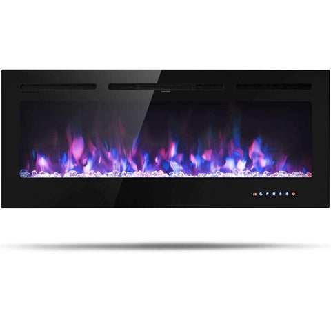 Image of Costway Fireplace Costway 50 inch Recessed Electric Insert Wall Mounted Fireplace with Adjustable Brightness 21594673