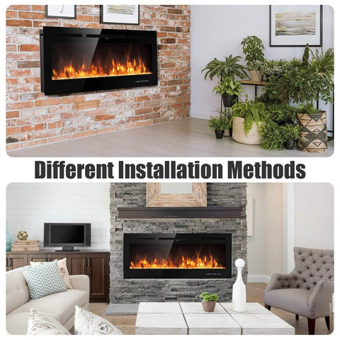 Image of Costway Fireplace Costway 50 inch Recessed Electric Insert Wall Mounted Fireplace with Adjustable Brightness 21594673