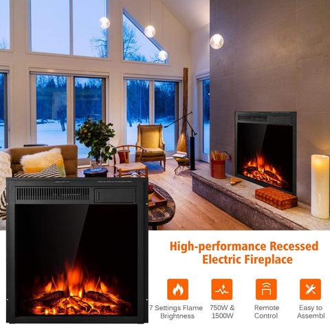 Image of Costway Fireplace Costway Electric Fireplace Insert Freestanding and Recessed Heater 89316457