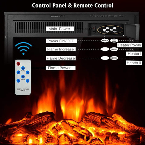 Image of Costway Fireplace Costway Electric Fireplace Insert Freestanding and Recessed Heater 89316457