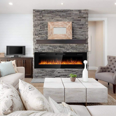 Image of Costway Fireplace Costway Recessed Ultra Thin Wall Mounted Electric Fireplace 79356042