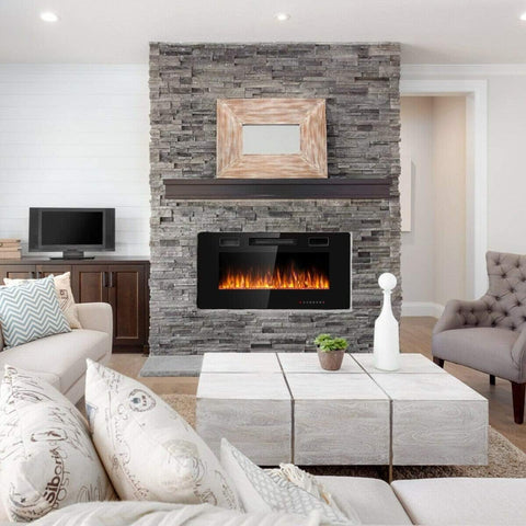 Image of Costway Fireplace Costway Recessed Ultra Thin Wall Mounted Electric Fireplace 79356042