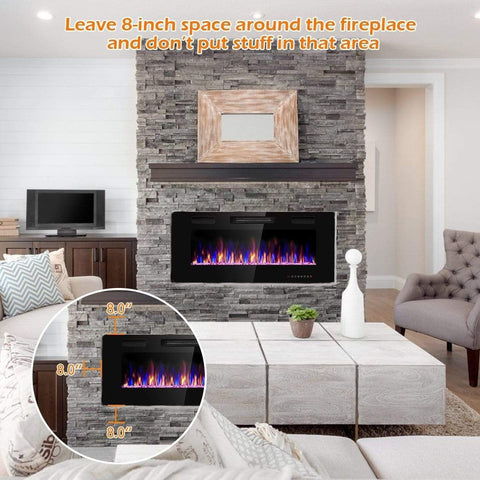 Image of Costway Fireplace Costway Recessed Ultra Thin Wall Mounted Electric Fireplace 79356042