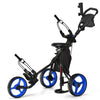 Costway Golf Push Cart Blue Costway 3 Wheels Folding Golf Push Cart with Seat Scoreboard and Adjustable Handle 41875930