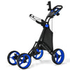 Costway Golf Push Cart Blue Costway Lightweight Foldable Collapsible 4 Wheels Golf Push Cart 05934817