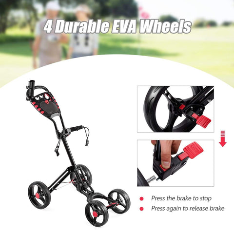 Image of Costway Golf Push Cart Costway 4 Wheels Folding Golf Pull Push Cart Trolley 39274580